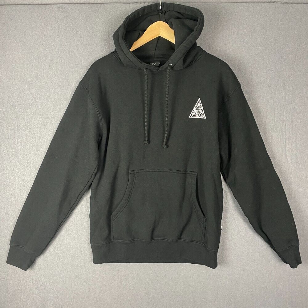HUF Essentials Triple Triangle Sweatshirt Unisex Small Black Performance Active